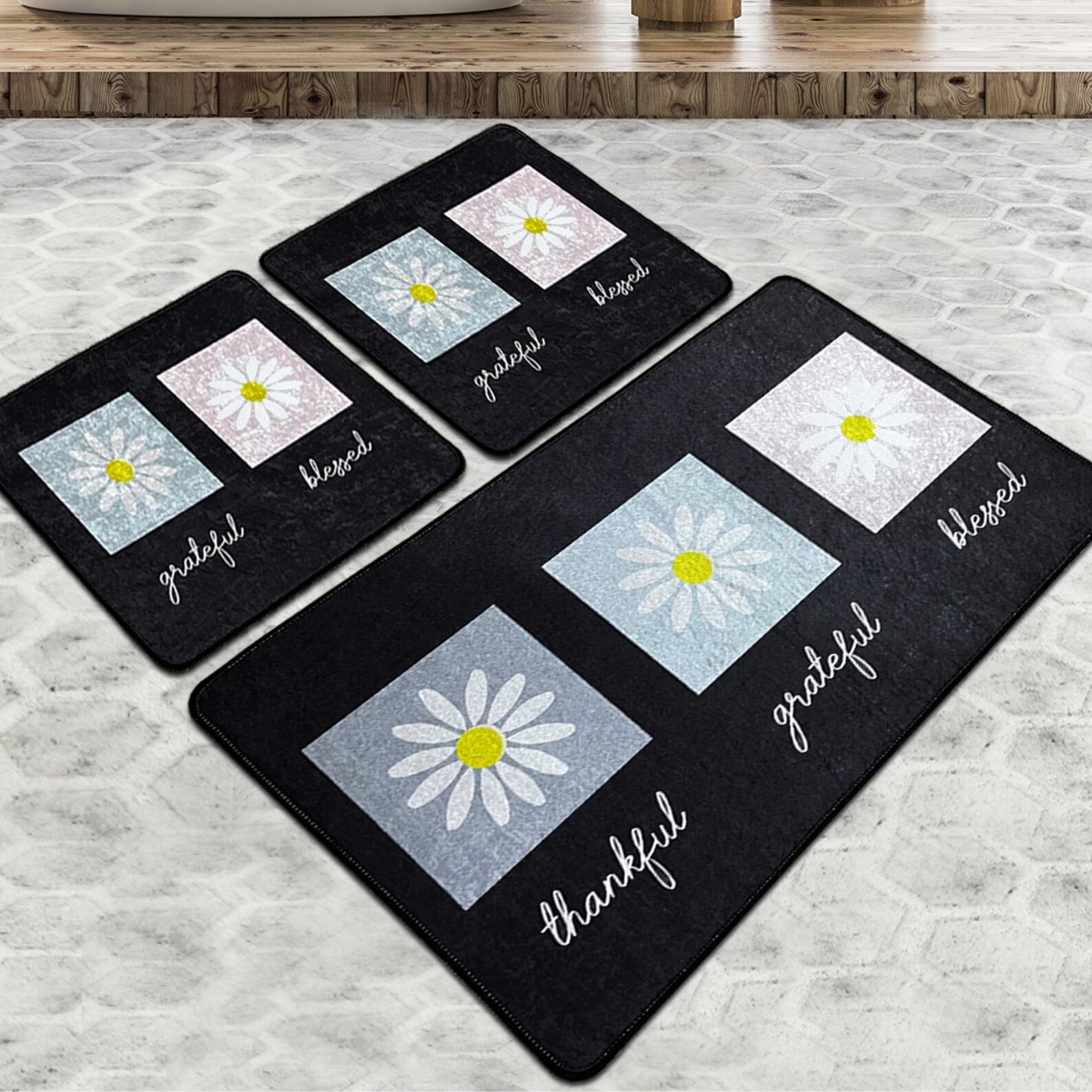 Daisy Bathroom Rug Set Daisy Bathroom Rug Flower Bathroom Etsy