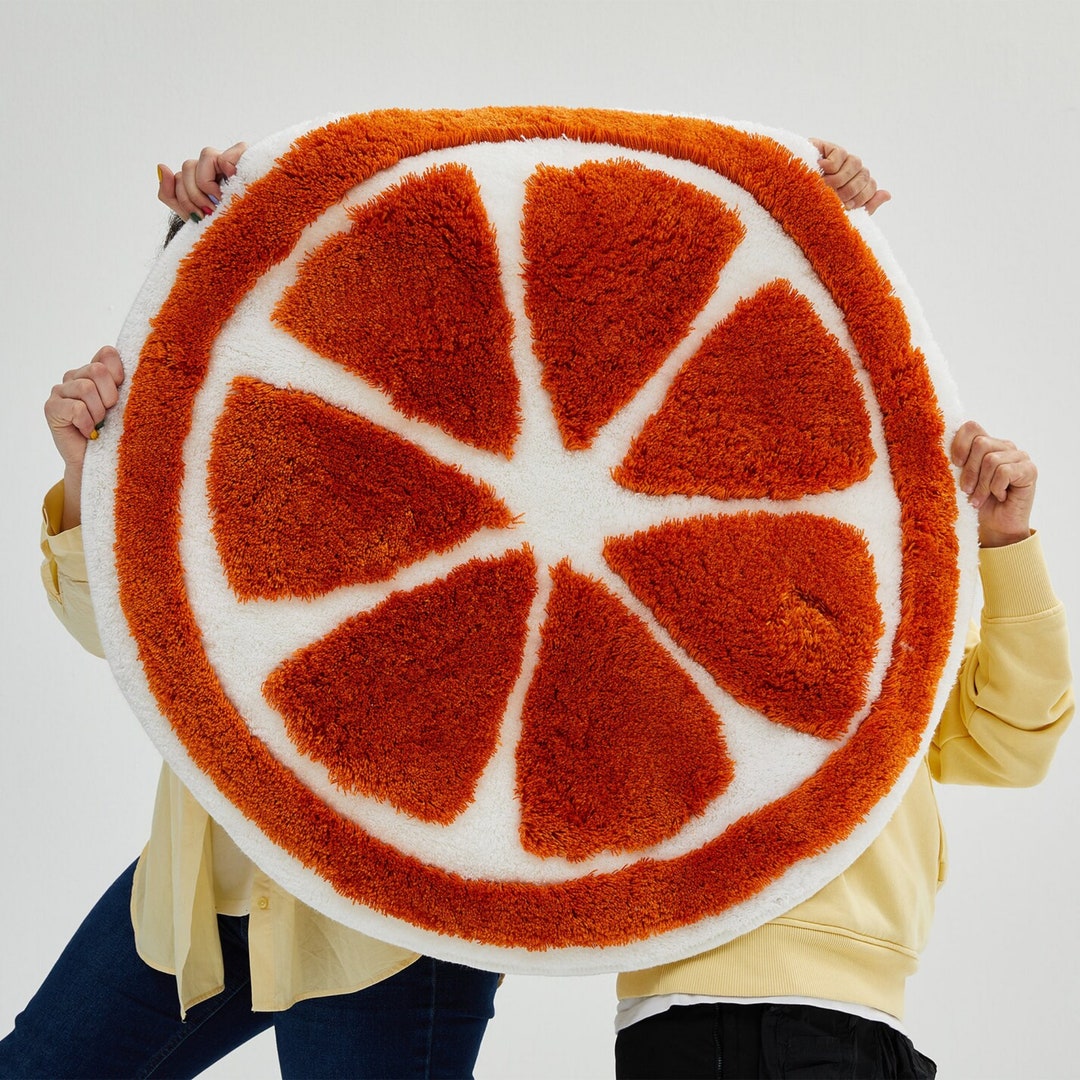 SHAGGY ORANGE RUG / Circle Fluffy Orange Rugshaggy Bathroom Etsy