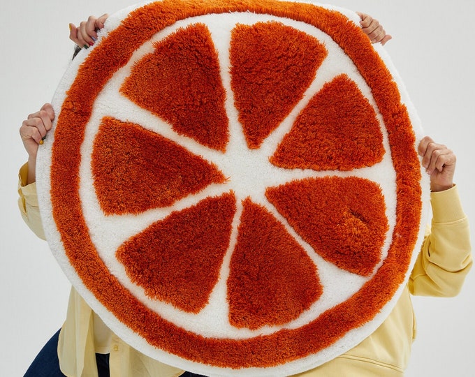 SHAGGY ORANGE RUG / Circle Fluffy Orange Rug,shaggy Bathroom Mat, Ultra