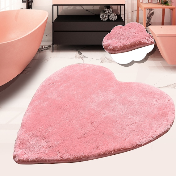 FLUFFY HEART RUG / Pink Ultra Soft and Fluffy Heart Shaped Etsy