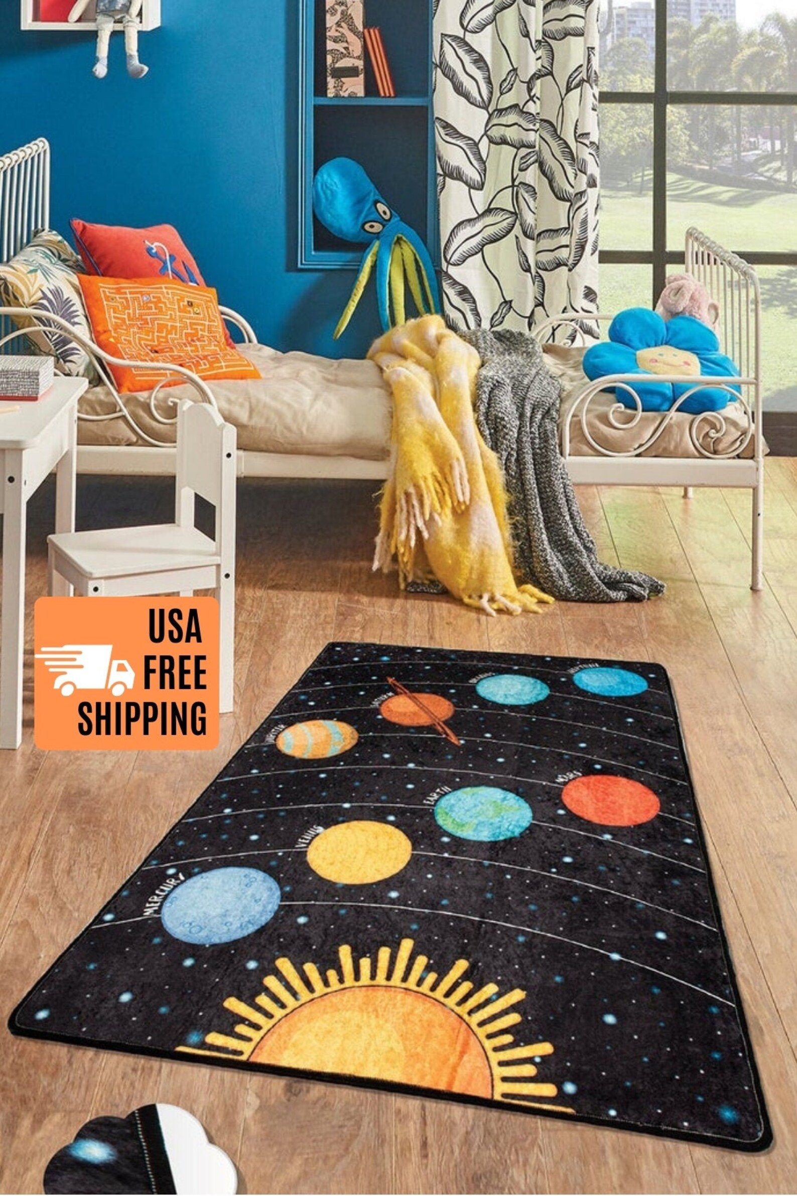 SOLAR SYSTEM RUG / sun and design rug kids' room Etsy
