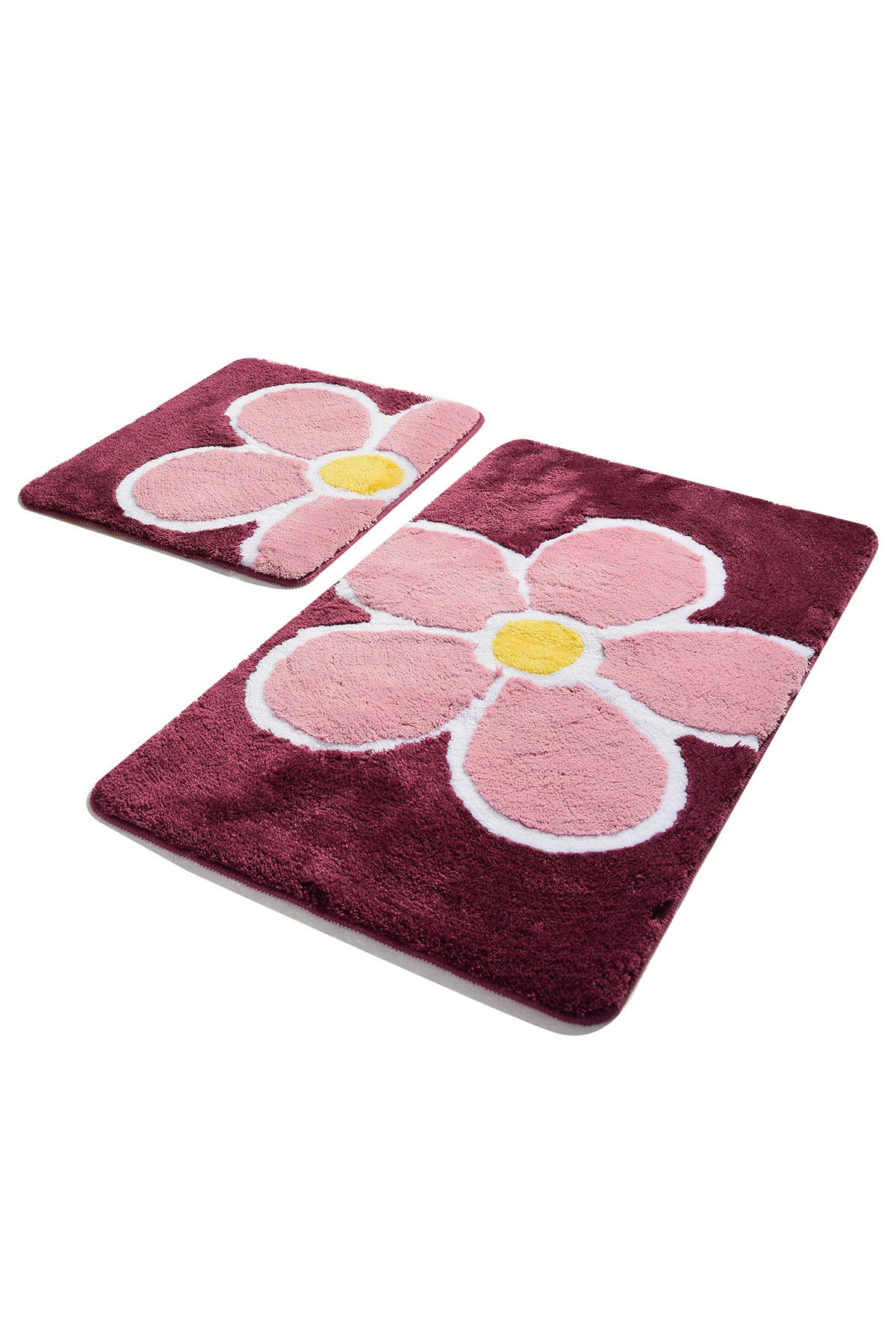 FLUFFY FLOWER BATHROOM Rug Set of 2 Ships within 24 hr Pink Etsy
