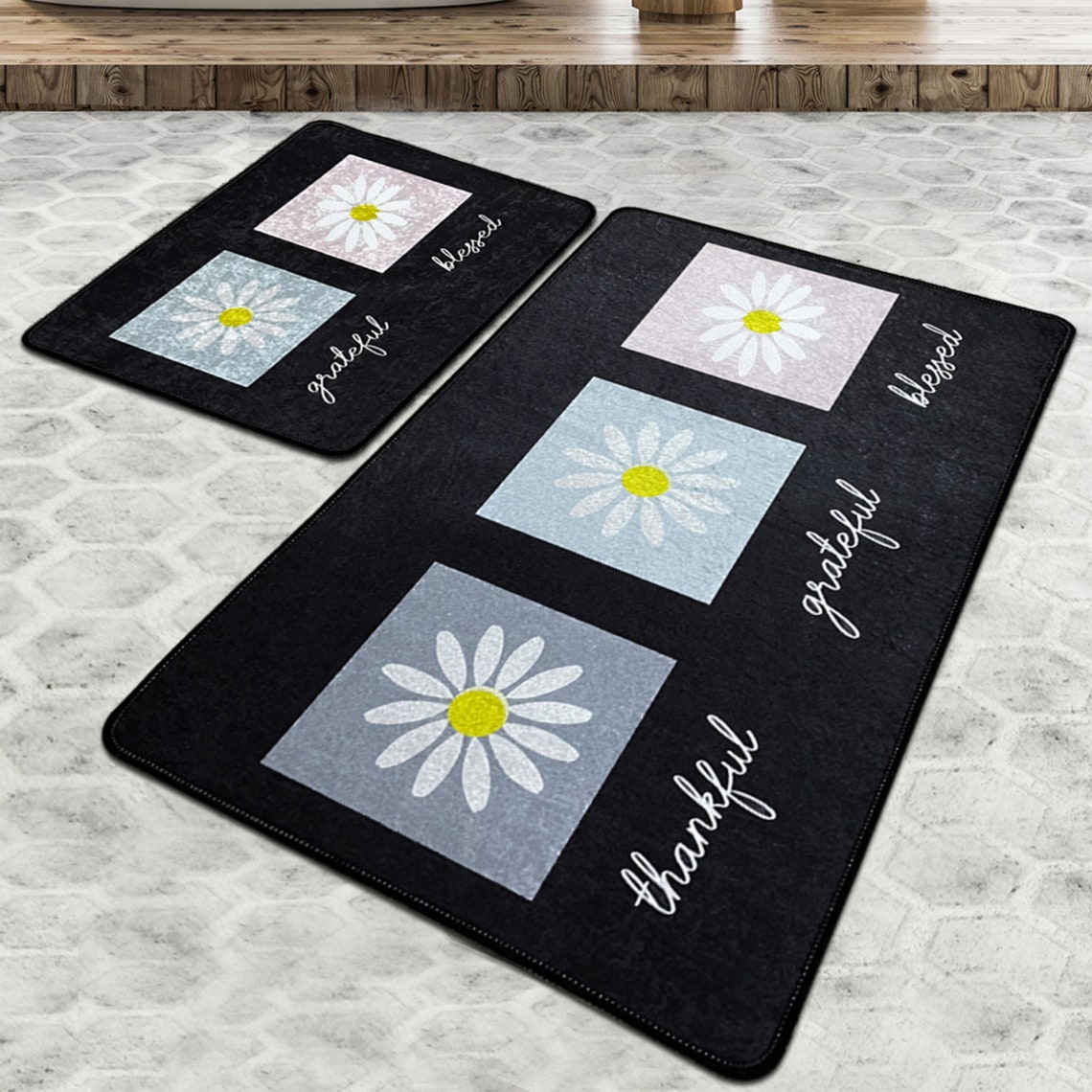 Daisy Bathroom Rug Set Daisy Bathroom Rug Flower Bathroom Etsy