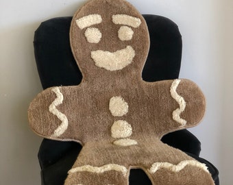 Gingerbread Cookie Man Rug | Christmas House Decoration, Christmas Wall Rug, Fluffy Accent Rug, Christmas Gifts, New Year House Decoration