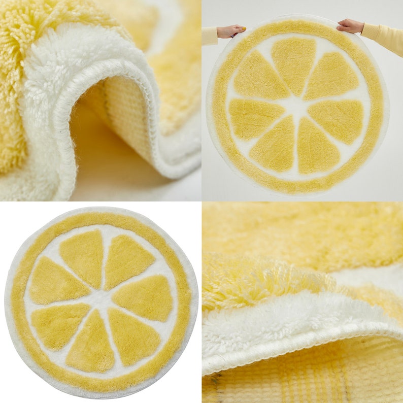 SHAGGY YELLOW RUG / Circle Fluffy Lemon Rug Shaggy Accent Etsy