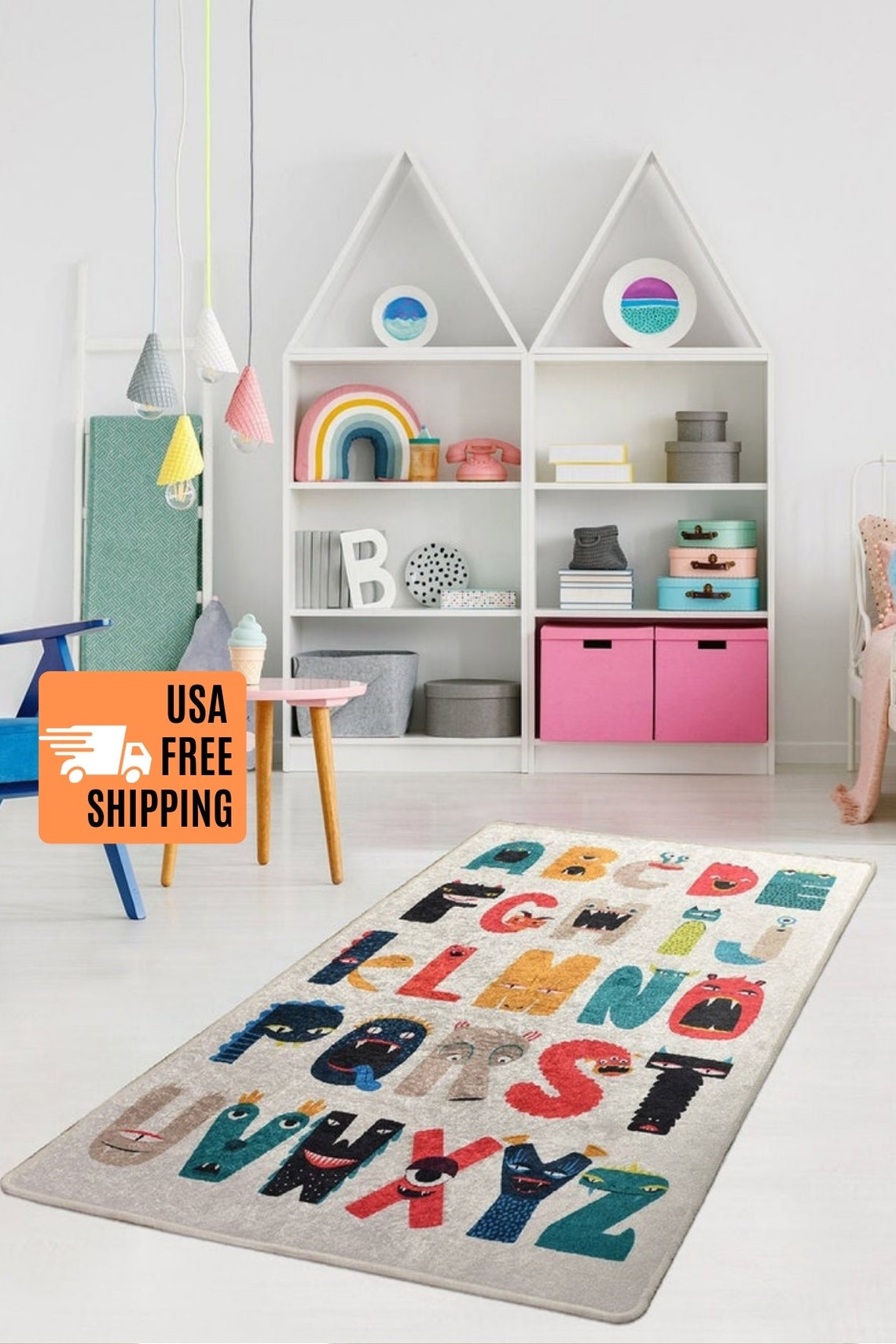 ALPHABET RUG for KIDS' room / colorful alphabet rug play Etsy