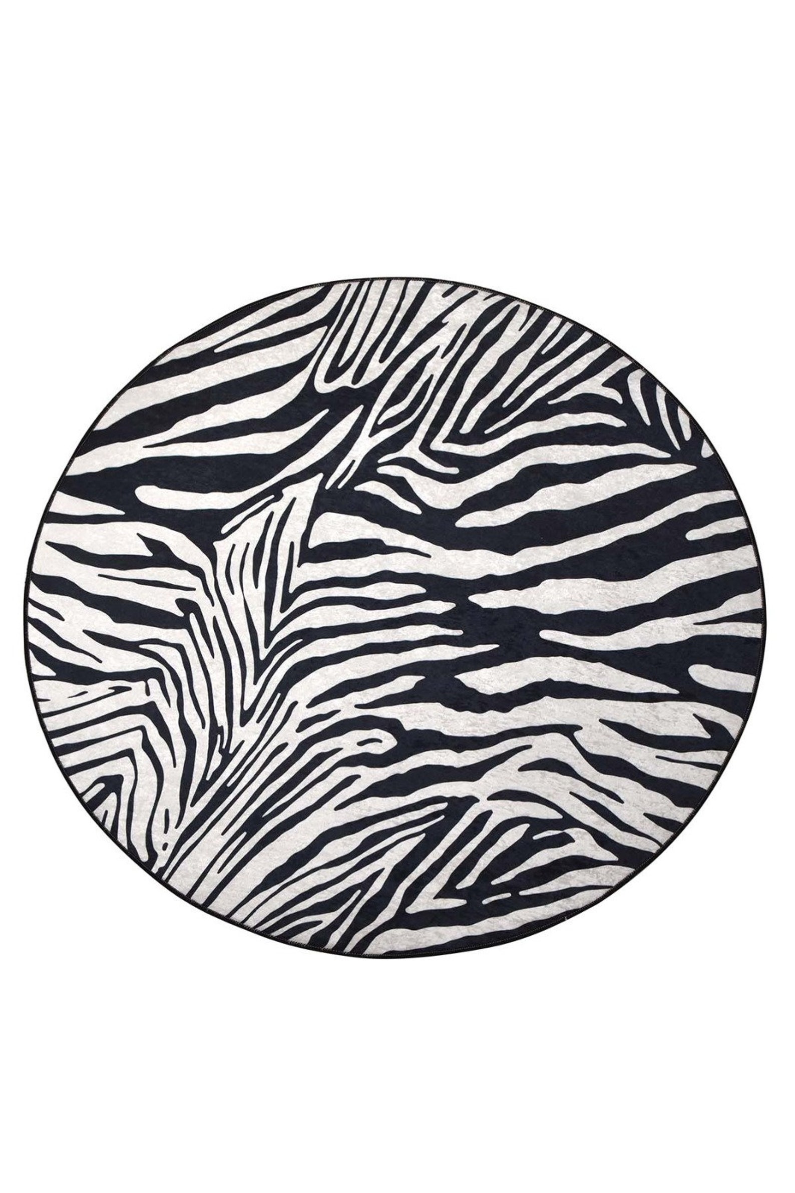 ZEBRA CIRCLE RUG Animal Print Area Rug Round Area Rug Zebra Etsy