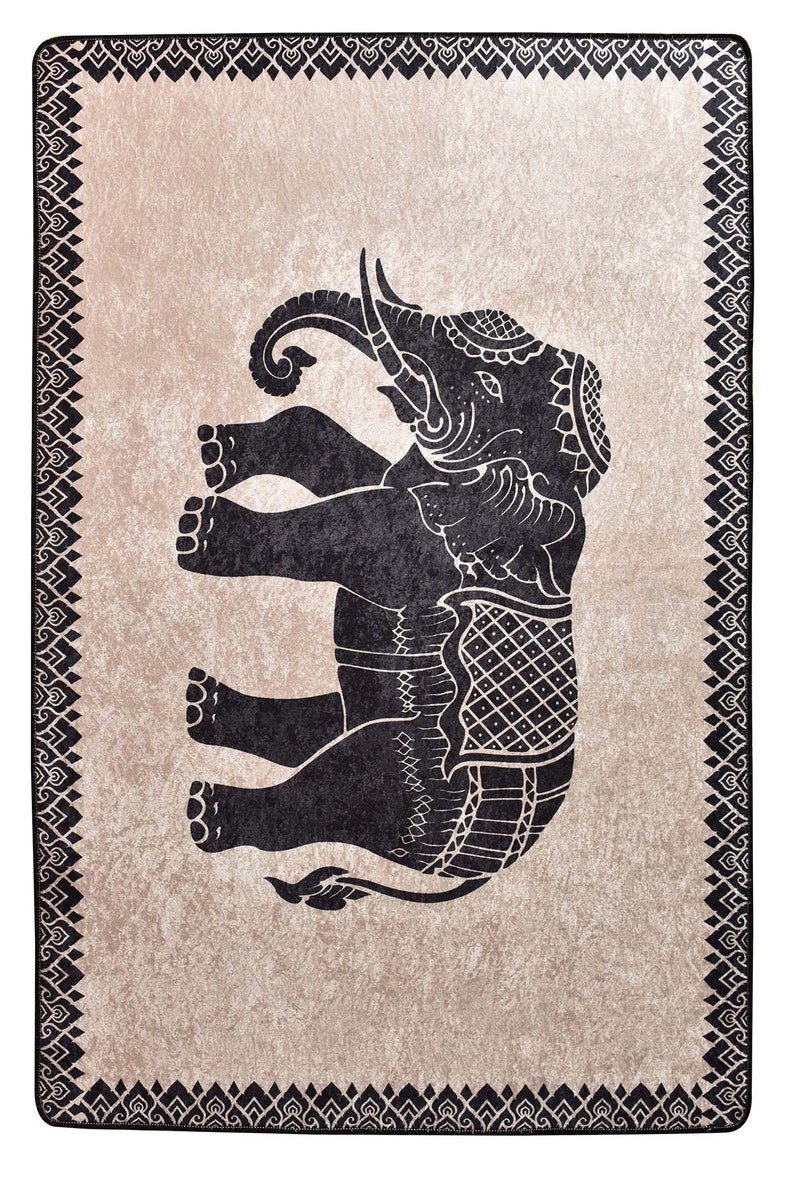 ELEPHANT AREA RUG / Digital Print Rug Elephant Design Rug Etsy