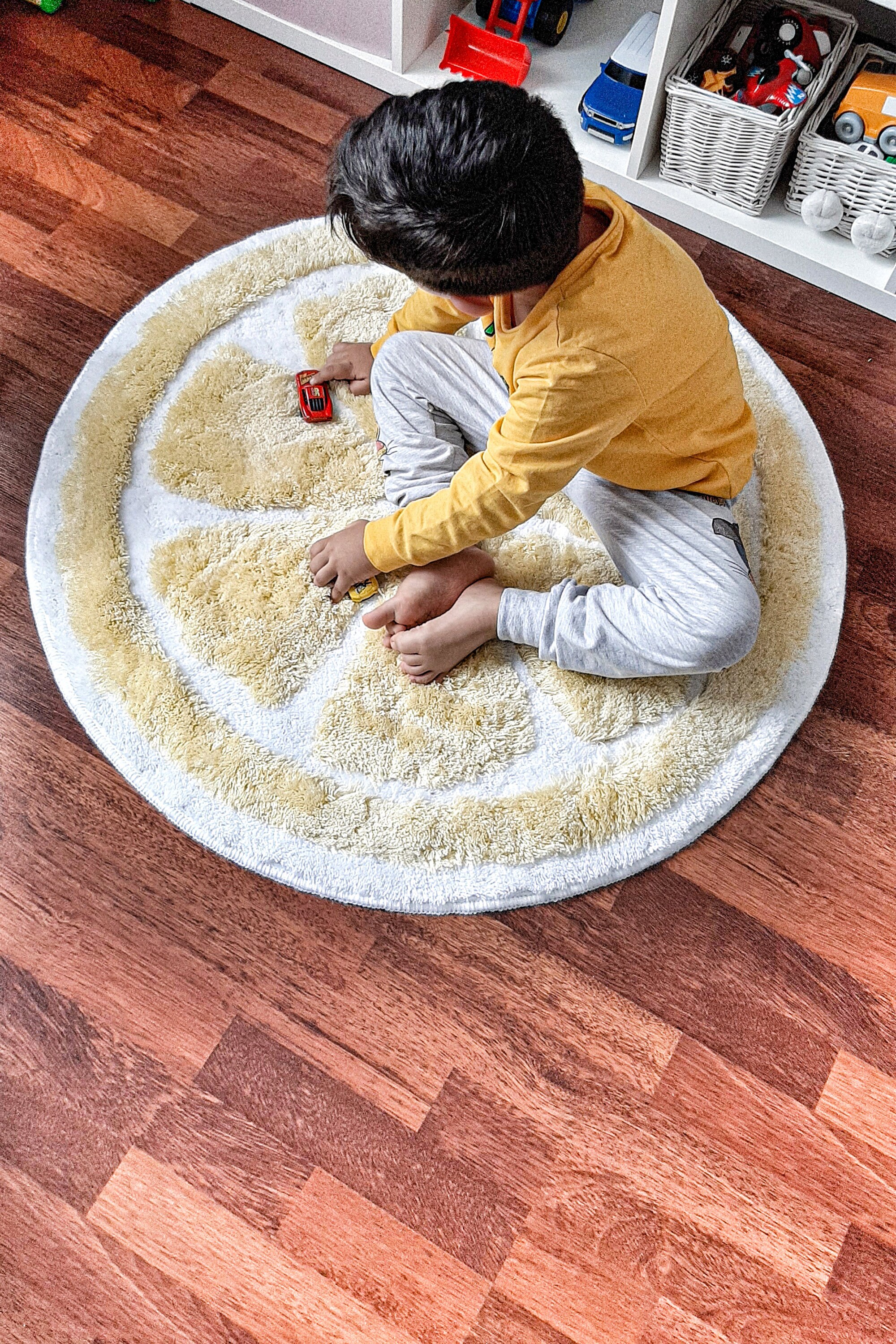SHAGGY YELLOW RUG / Circle Fluffy Lemon Rug Shaggy Accent Etsy