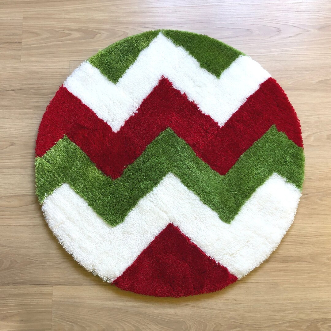 Zigzag Christmas Rug Christmas Tree Rug Accent Rug Fluffy Etsy