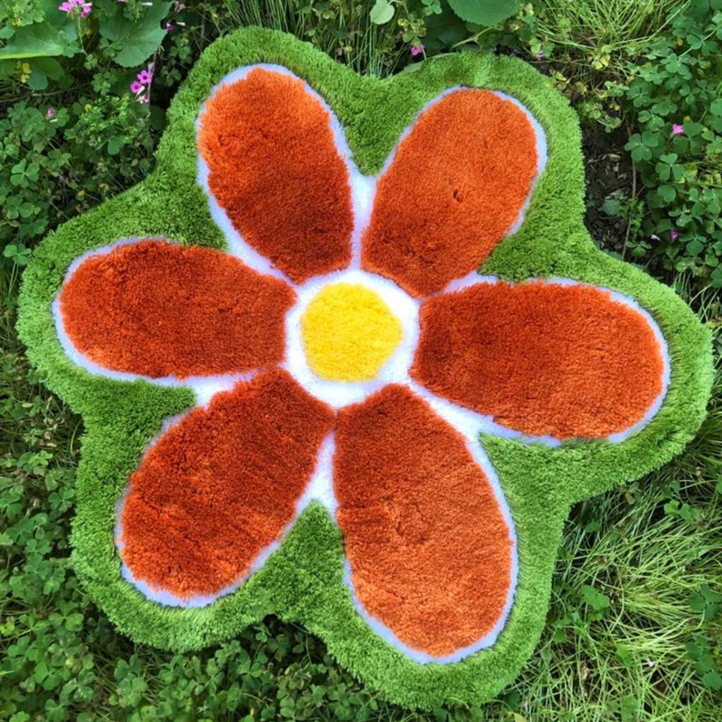 FLUFFY FLOWER RUG / Brown Rug Ultra Soft and Fluffy Flower Etsy