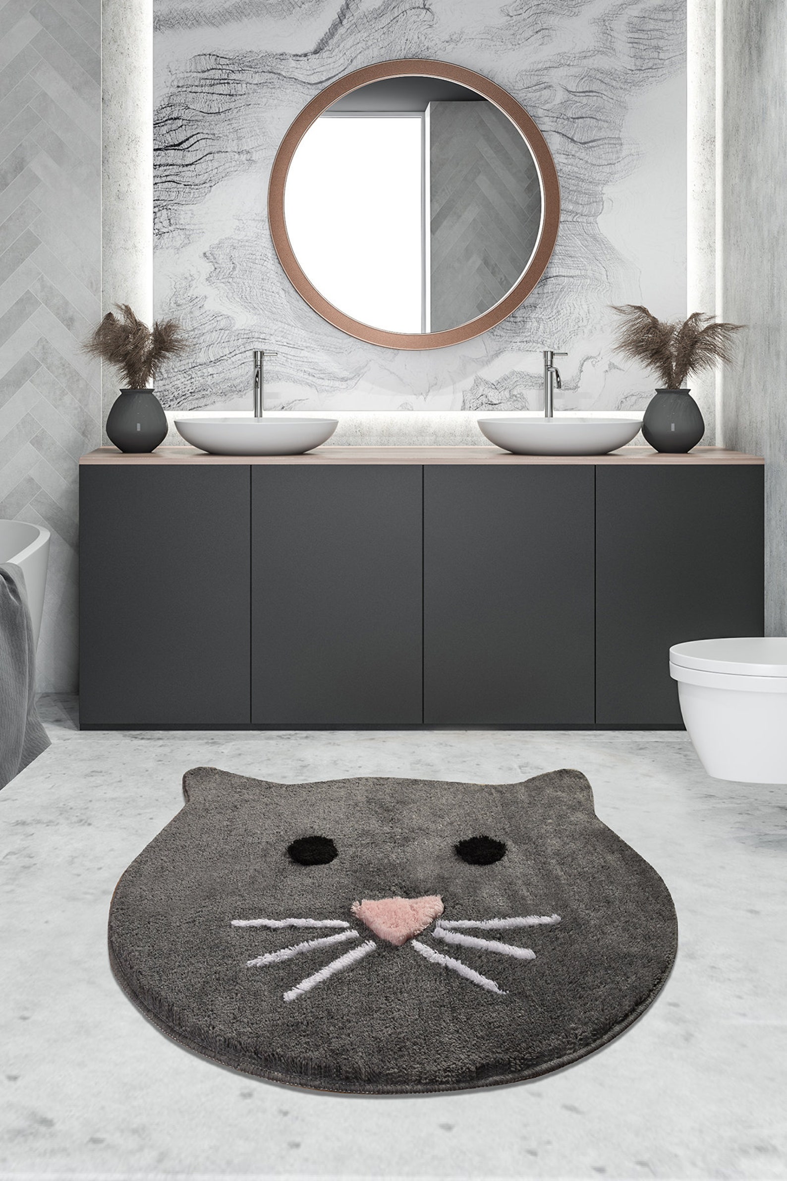 Fluffy Cat Rug 100 Handmade White or Gray Cat Shaped Fluffy Etsy