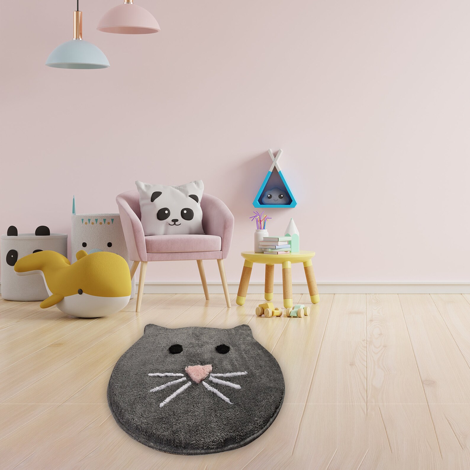 Fluffy Cat Rug 100 Handmade White or Gray Cat Shaped Fluffy Etsy