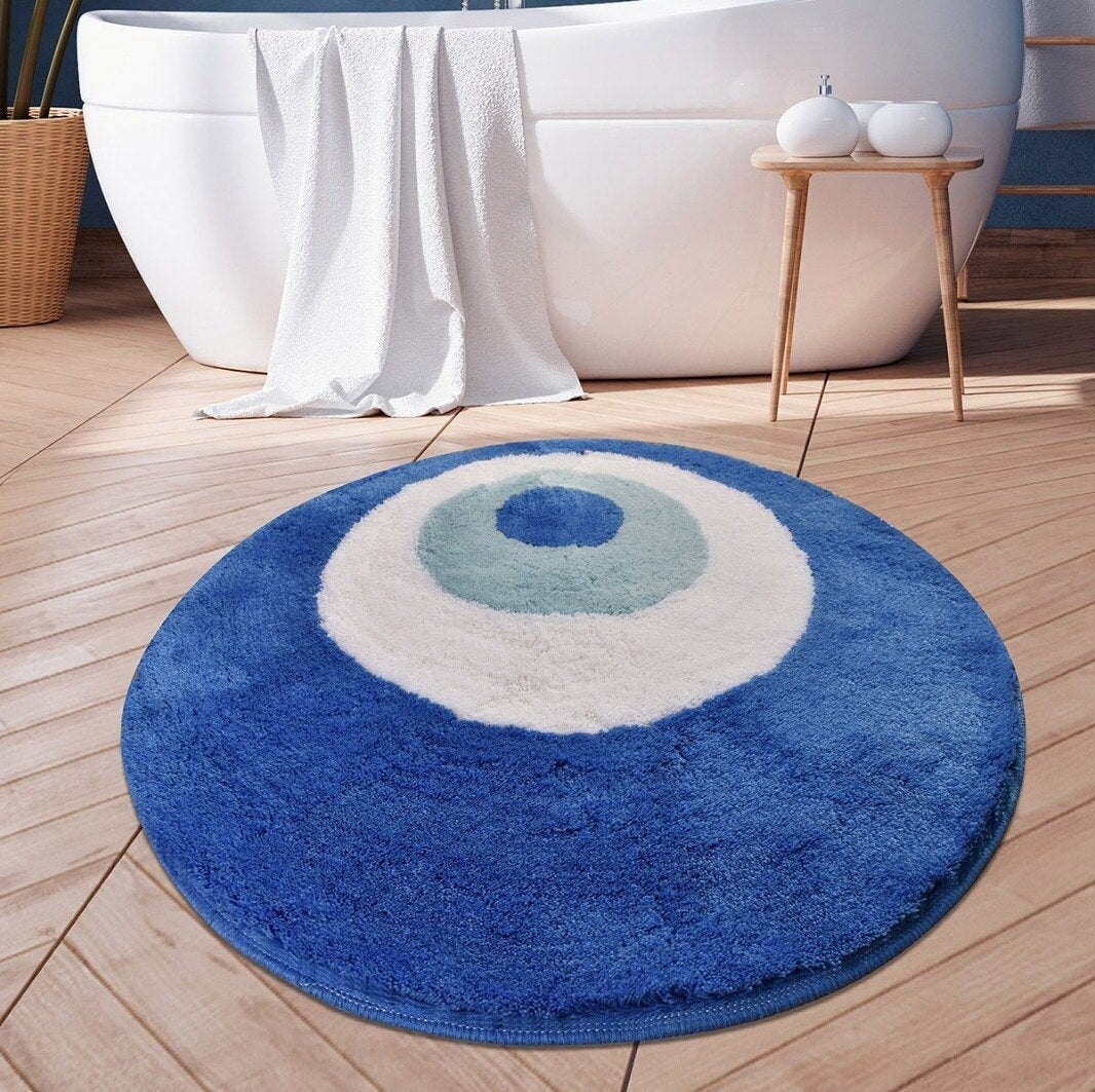 FLUFFY EVIL EYE Circle Rug Circle Bathroom Rug Ultra Soft Etsy