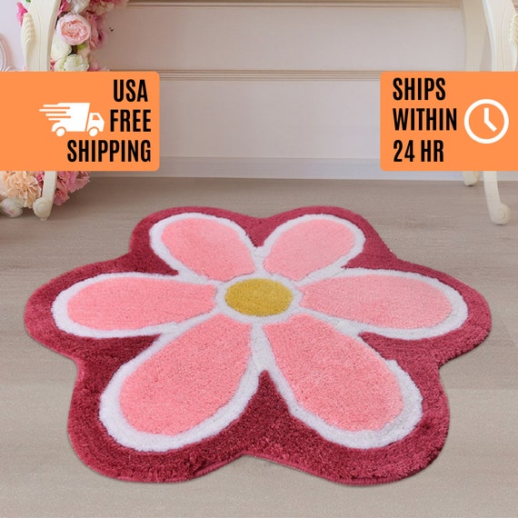 Fluffy Flower Rug Color Options Ultra, 24 Round Rug Pink
