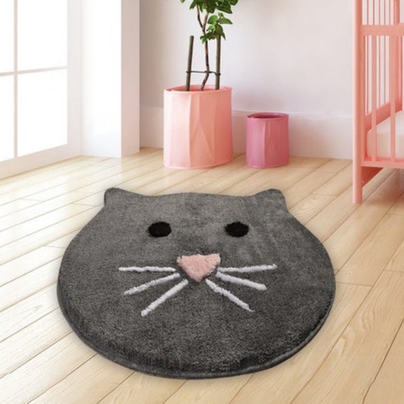Fluffy Cat Rug 100 Handmade White or Gray Cat Shaped Fluffy Etsy