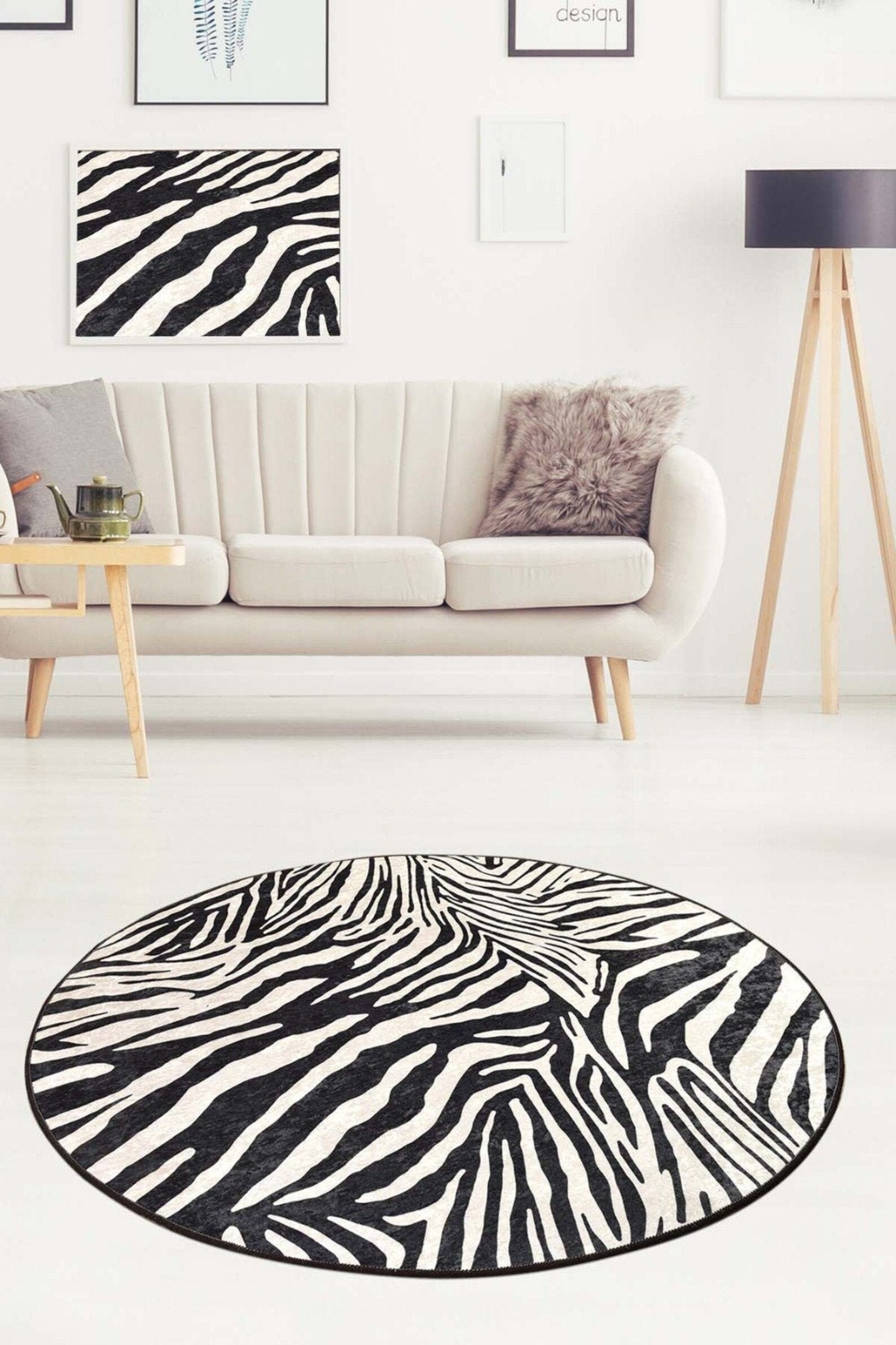 ZEBRA CIRCLE RUG Animal Print Area Rug Round Area Rug Zebra Etsy