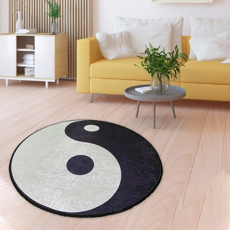 Yin and Yang Circle Digital Rug Black&white Yinyang Digital Etsy