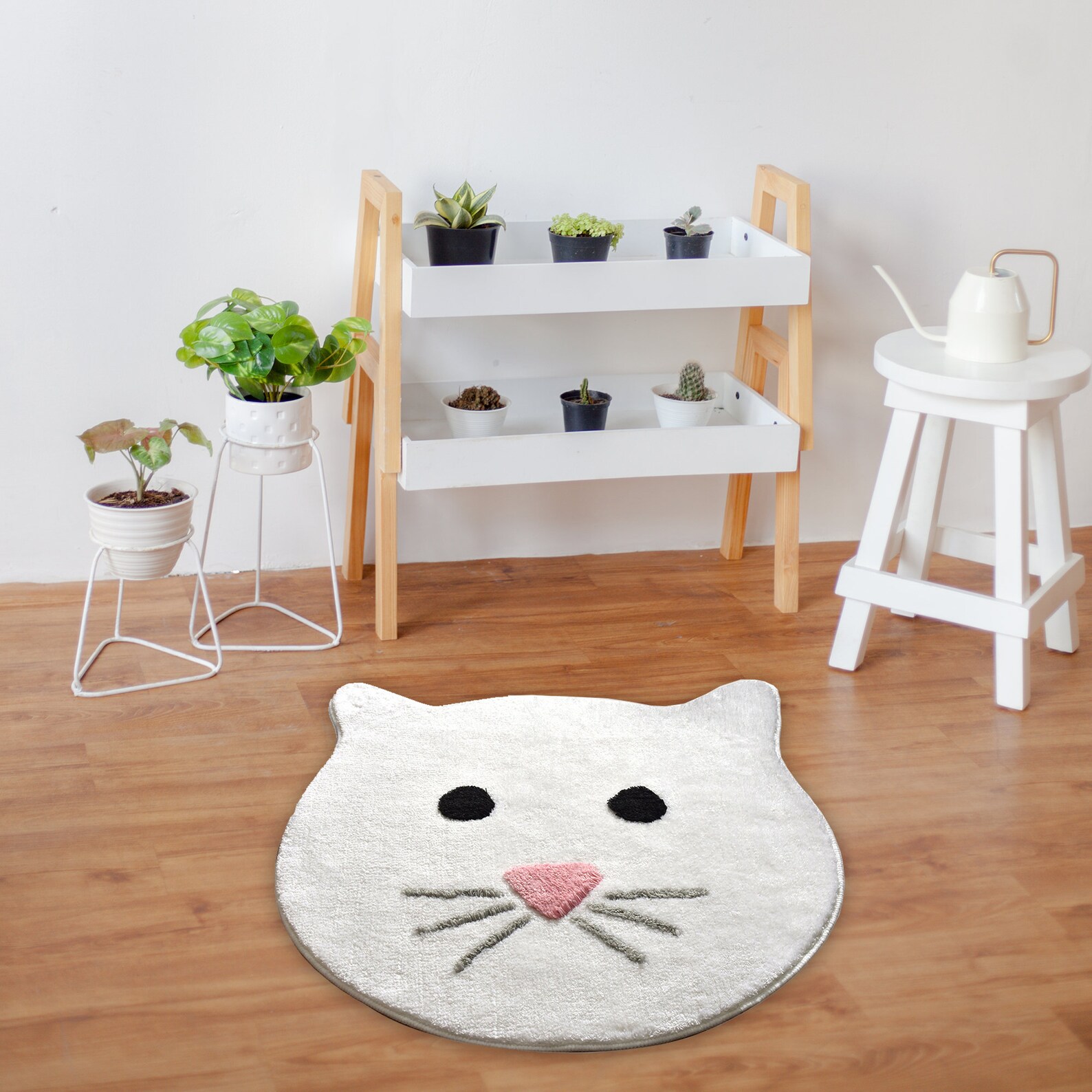 Fluffy Cat Rug 100 Handmade White or Gray Cat Shaped Fluffy Etsy