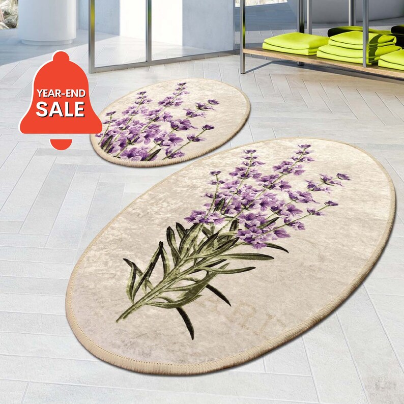 LAVENDER BATHROOM MAT Set of 2 / Purple Bathroom Set Lavender Etsy