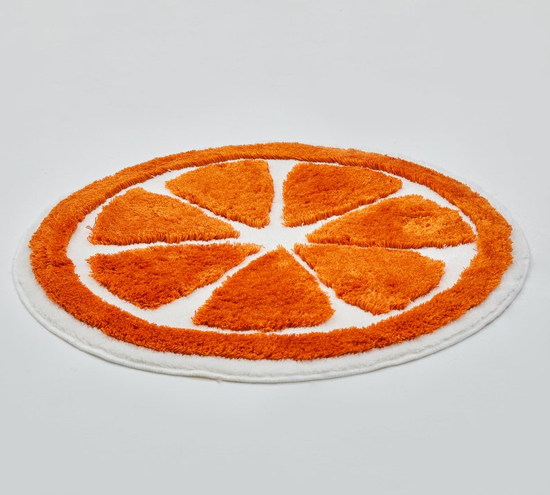 SHAGGY ORANGE RUG / Circle Fluffy Orange Rugshaggy Bathroom Etsy