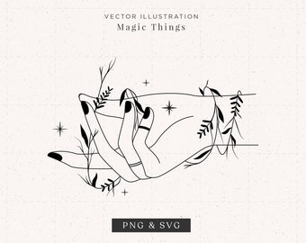 Vector Illustration "Magic Things" Hand - Pre-made magical boho graphics for designs and logos [PNG, SVG]