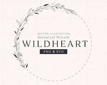 Flower wreath vector file "Wildheart" | Logo design or design of stationery products with transparent background [PNG, SVG]