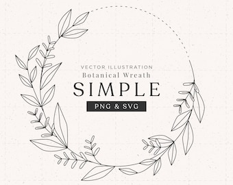 Flower Wreath | Simple Floral Wreath | Fine Line Circle| Design for Plotter, PowerPoint or Logo | Boho graphic for wedding | [PNG,SVG]