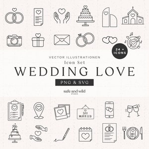 Iconset Wedding Love Wedding Love 38 Simple Motifs & Symbols for Designing Wedding Schedules PNG, SVG image 1