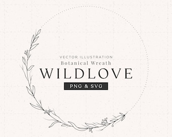 Flower wreath vector file "Wildlove" | Logo design or design of stationery products, transparent background [PNG, SVG]