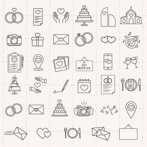 Iconset Wedding Love Wedding Love 38 Simple Motifs & Symbols for Designing Wedding Schedules PNG, SVG image 3