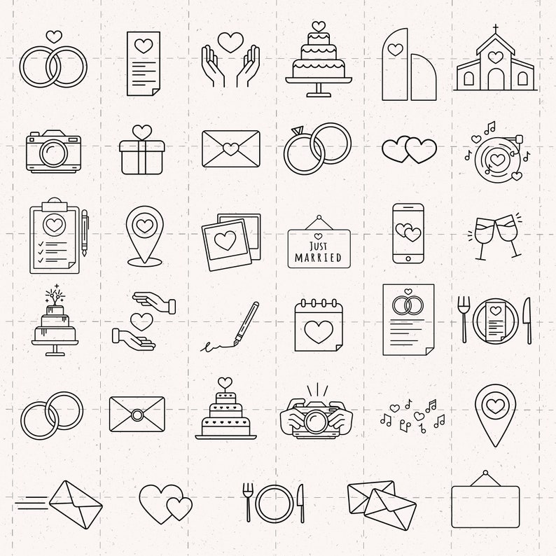 Iconset Wedding Love Wedding Love 38 Simple Motifs & Symbols for Designing Wedding Schedules PNG, SVG image 3