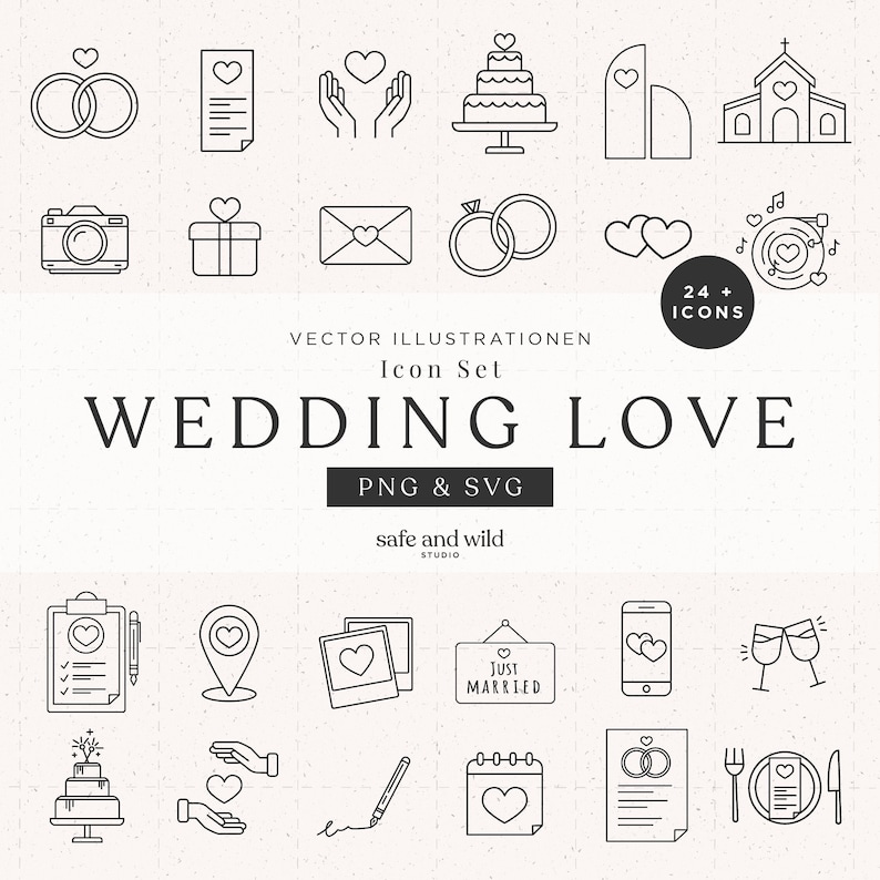 Iconset Wedding Love Wedding Love 38 Simple Motifs & Symbols for Designing Wedding Schedules PNG, SVG image 1