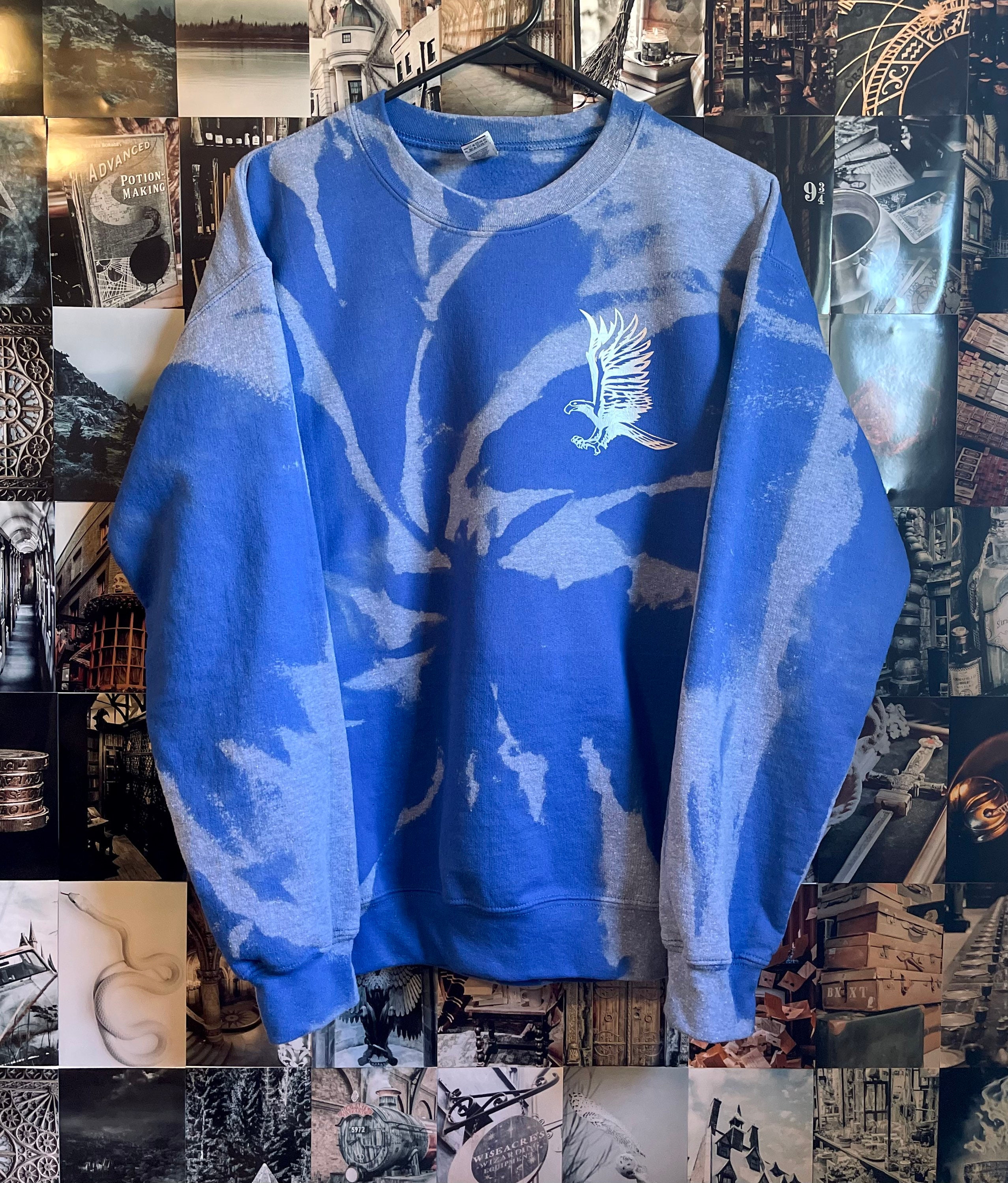 Tie Dye Bleached Sleeves Royal Blue Sweatshirt Jumper, 47% OFF