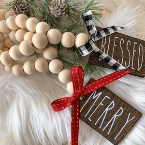 Wine Bottle Wood Beaded Garland | Gift for Wine Lover | Christmas Farmhouse Kitchen Decor | Wine Bottle Looped Garland | Gifts for Home |