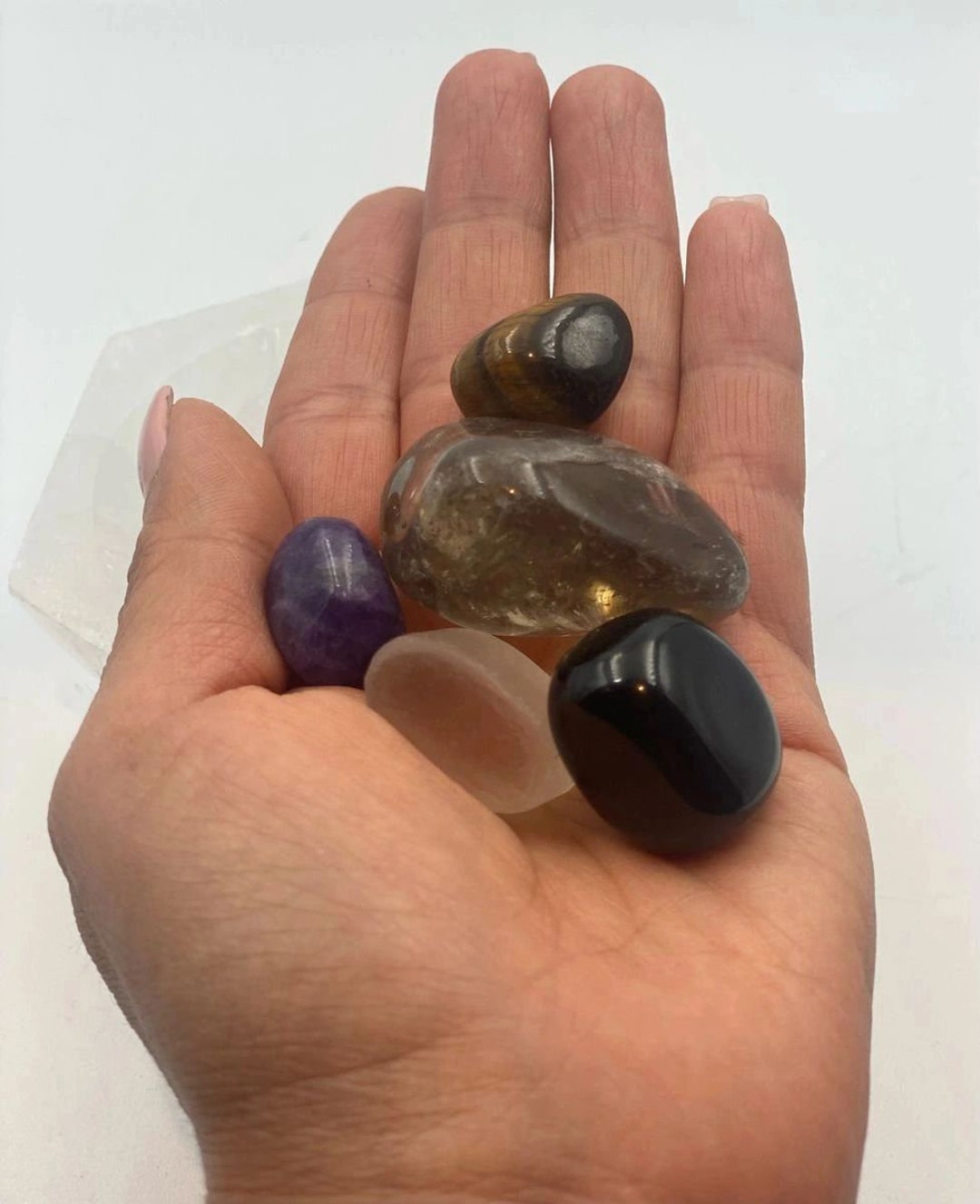 Crystal PROTECTION STONE KIT With Selenite Charging Bowl Etsy