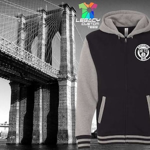 Sudadera universitaria de los Brooklyn Nets, 100 % algodón, con capucha y cremallera de 10 oz