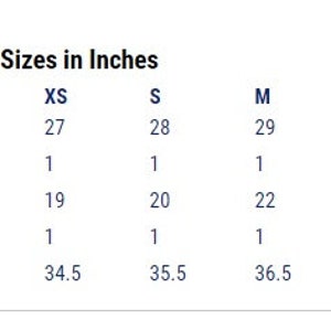 May include: Size chart for a garment, showing measurements in inches for body length, body length tolerance, body width, body width tolerance, and sleeve length. Sizes range from XS to 3XL.
