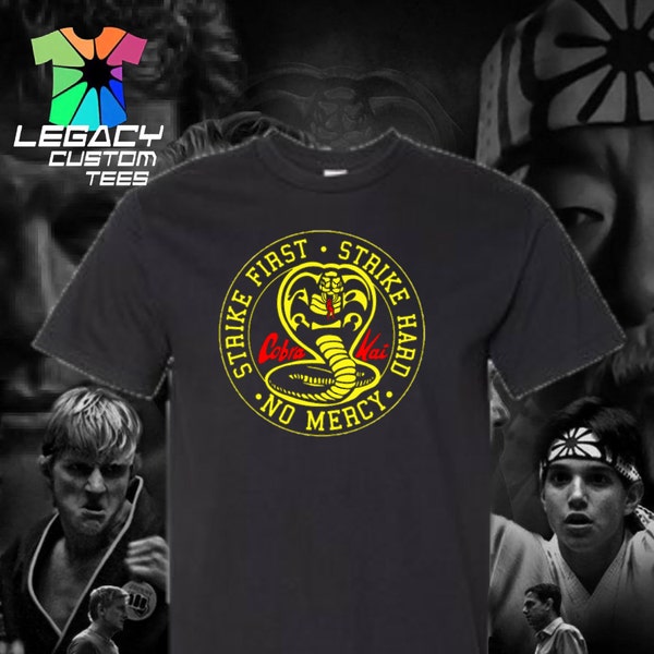 Cobra Kai (Strike First, Strike Hard, No Mercy) Heavy Unisex Cotton Adult 6 oz. T-Shirt