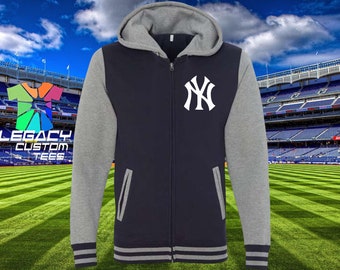 New York Yankees 100% Cotton 10oz. Zip Up Hooded 10oz Varsity Sweatshirt