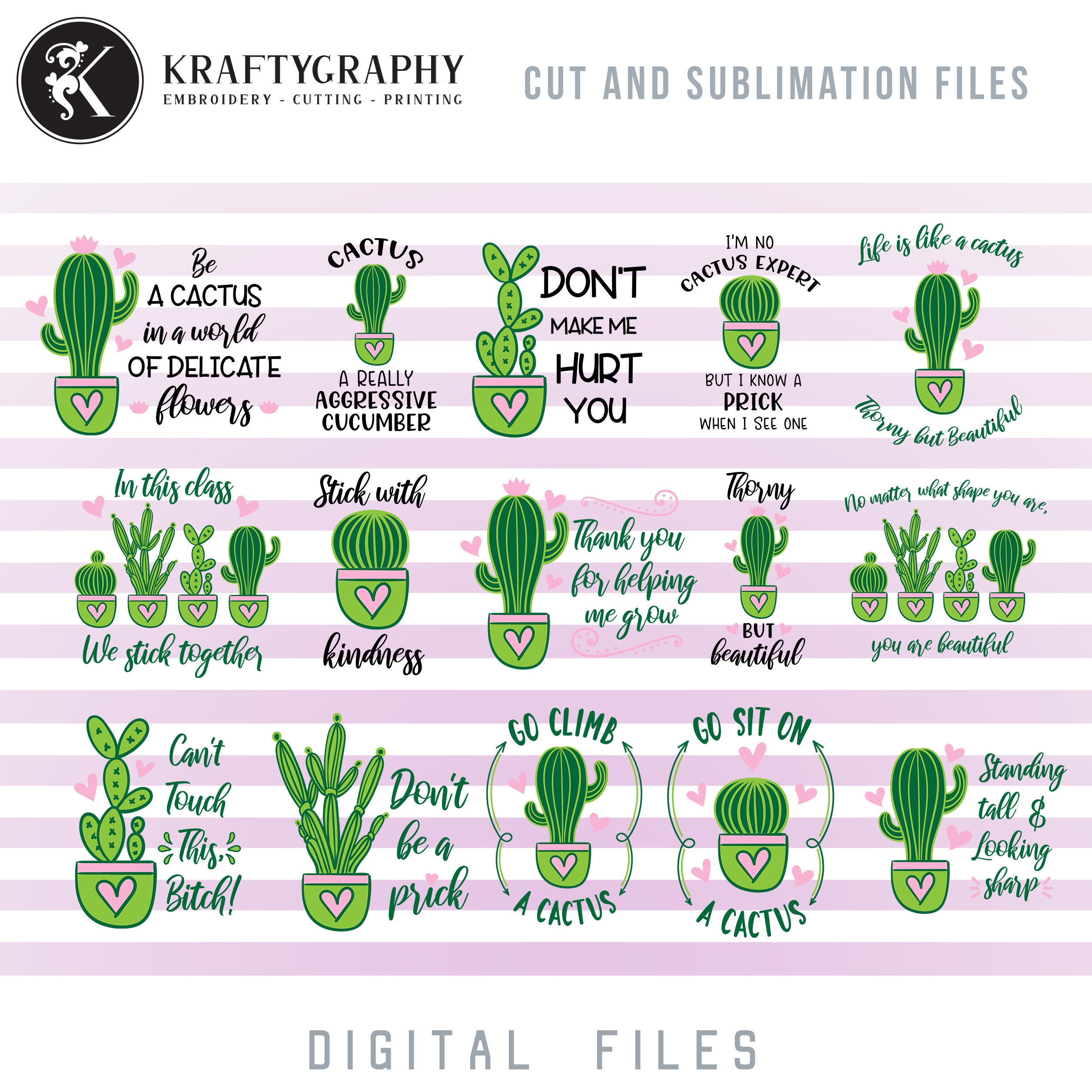 Lustige Kaktus SVG Bundle süße Kaktus in Topf ClipArt Etsy