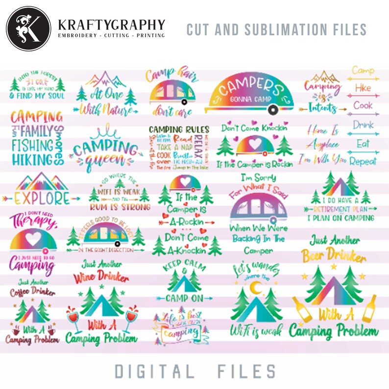 Download Clip Art Mountain Camping Svg Bundle Hiking Clipart Camper Svg Cut Files Camping Quotes Dxf Outdoor Clip Art Camping Sayings Png Adventure Svg Art Collectibles