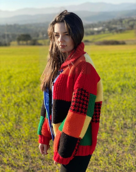 Cardigan Hand-knitted Embroidery Multi 