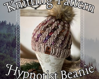 Hypnotist Beanie Pattern, Super Bulky Knitting Pattern, Malabrigo Rasta, Chunky Knit Pattern, Knit Beanie Pattern, Chunky Knit Beanie