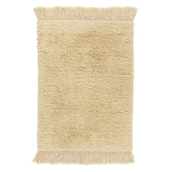 The Indoor Store - Hand Woven Beni Ourain Wool Area Rug, Berber Shaggy, Off White / Cream