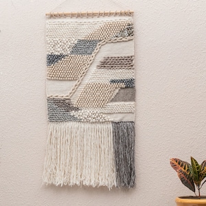 The Indoor Store - Hand Woven Cotton & Wool Grey Wall Hanging, Bohemian/Boho