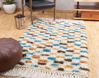 The Indoor Store - Hand Woven Wool Shaggy Area Rug, Colorful Flokati