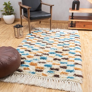 The Indoor Store - Hand Woven Wool Shaggy Area Rug, Colorful Flokati