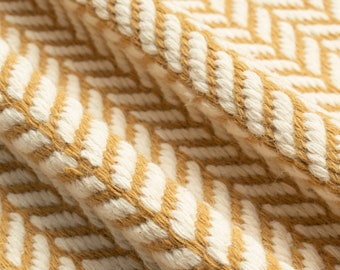 The Indoor Store - Hand Woven Wool Area Rug, Herringbone Dhurrie, Mustard / Yellow