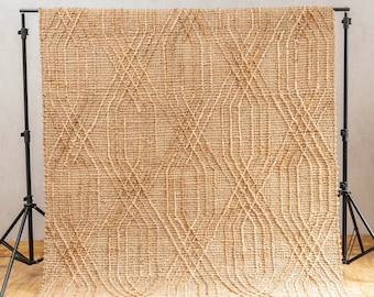 The Indoor Store - Hand Woven Jute Area Rug, Natural Beige,